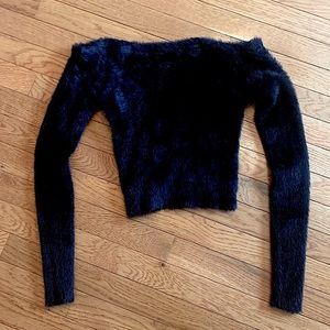 Fuzzy Off the Shoulder Crop Top